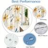 1Pc Daisies Slender Leaves Seamless Shower Curtain - Soft Airy Floral Light Cream Polyester,Washable & Fashionable Home Decor
