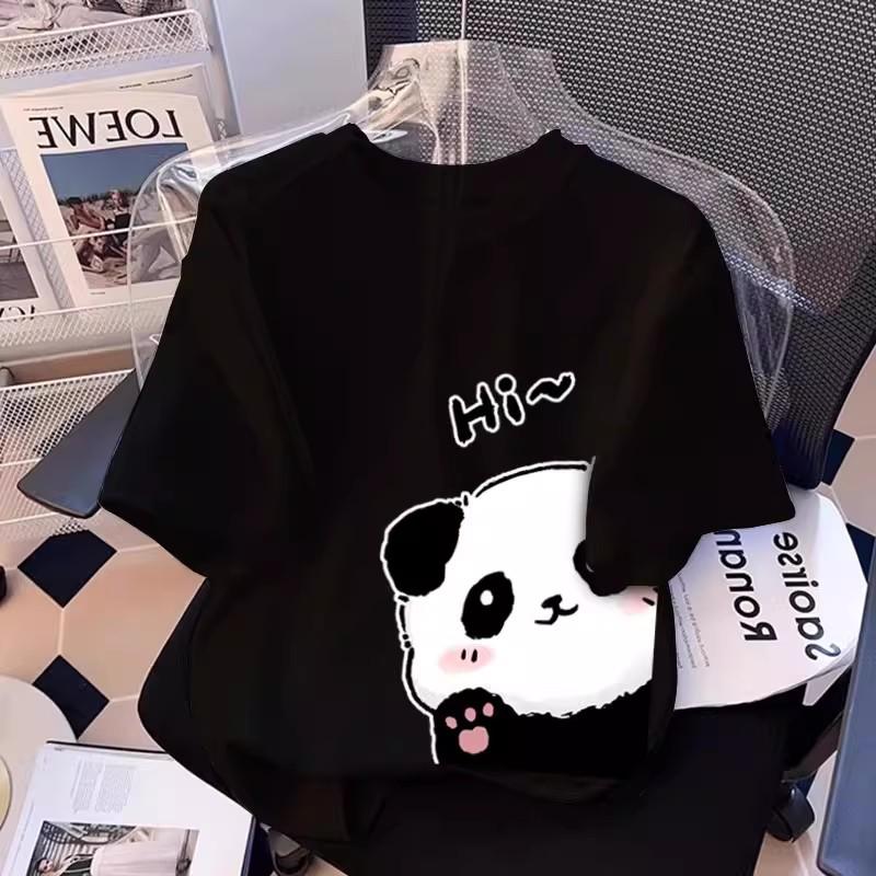 2026 Summer Cartoon Panda Casual Women’s Loose Short-Sleeve T-Shirt