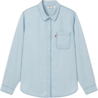 Levis Cool Series Casual Versatile Loose Fit Long Sleeve Shirt Women Shirts Light-Blue 002Z2-0000