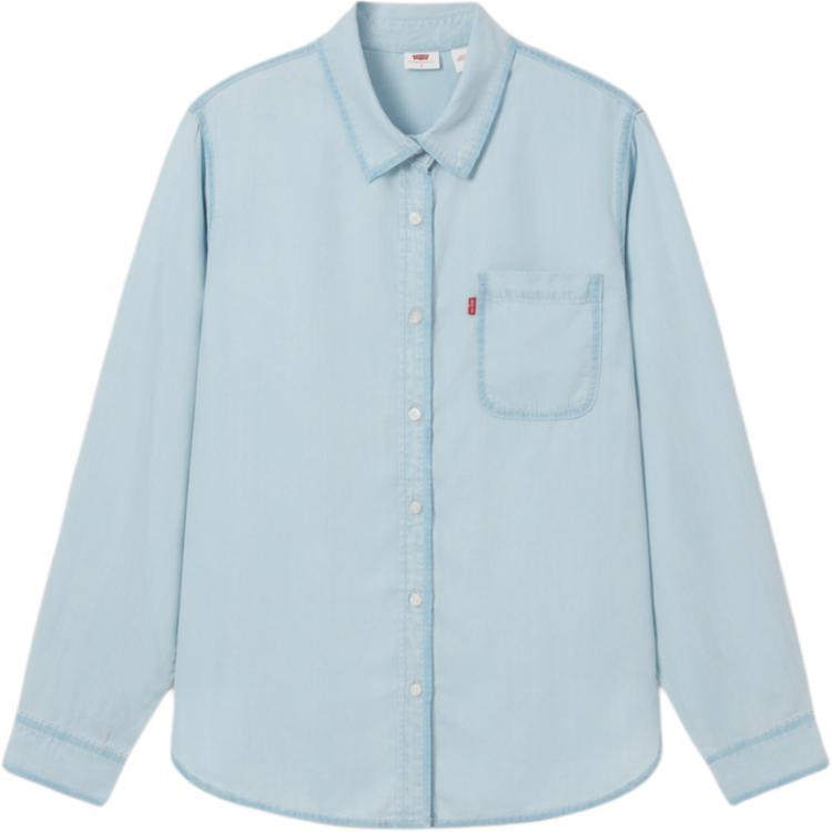 Levis Cool Series Casual Versatile Loose Fit Long Sleeve Shirt Women Shirts Light-Blue 002Z2-0000