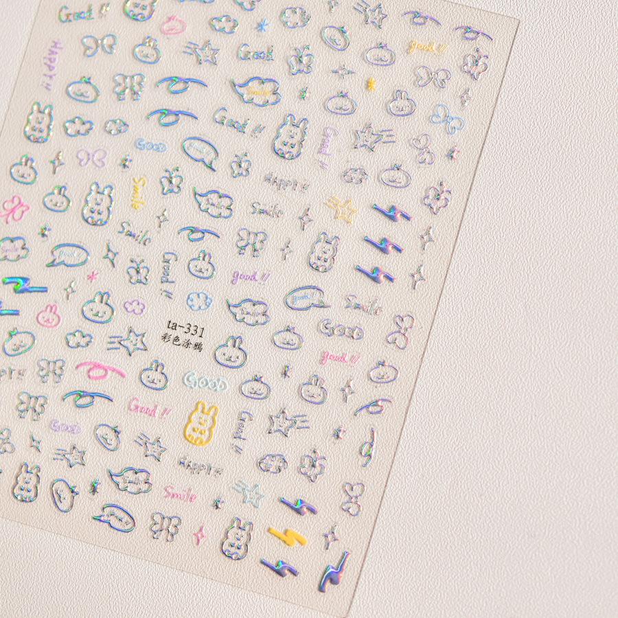 Embossed Color Graffiti Nail Art Sticker Vintage DIY Making Creative Decorative Stickers