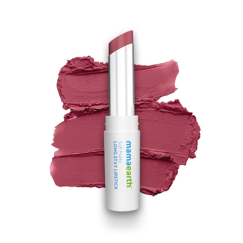 Mamaearth Soft Matte Long Stay Lipstick 3.5 G Pack of 1 Vibrant Waterproof Lip Color Petal Pink