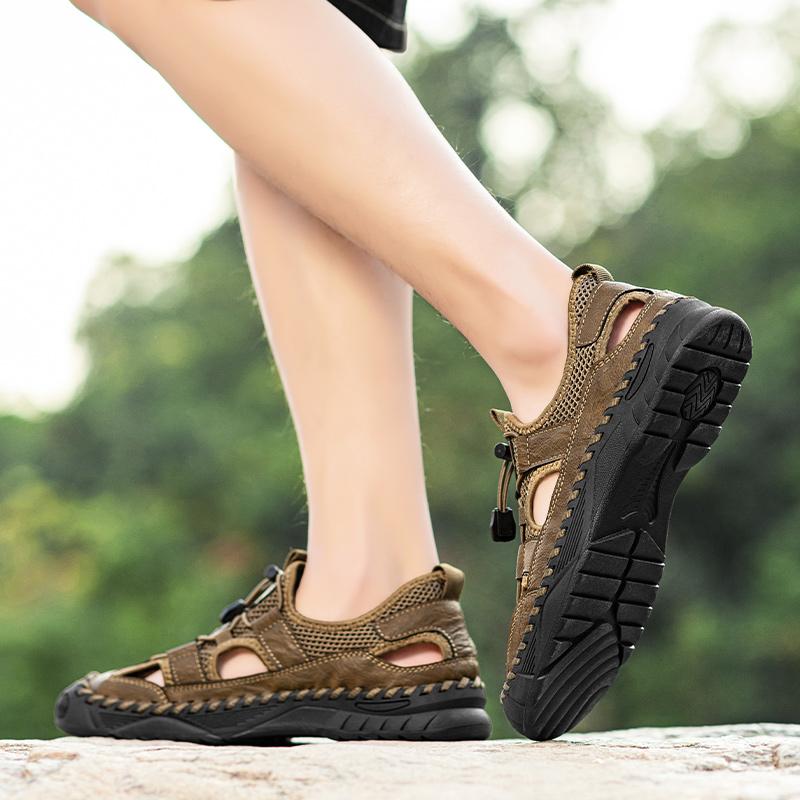 38-48 Sommer Herren Sandalen Outdoor Mesh Strand Sandalen Freizeitschuhe Sneaker Herren Leder Sandalen