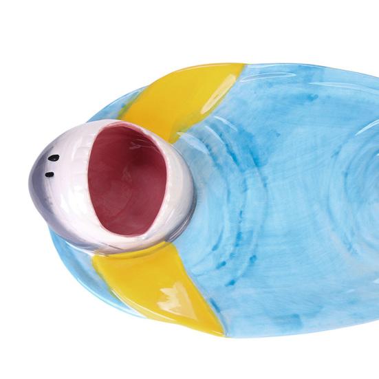 Shark Shape Dumpling Plate with Soy Sauce Dish Creative Handmade Shark Shape Platter for Sushi Cheese Board Party Tray Cute Home Dining Decor