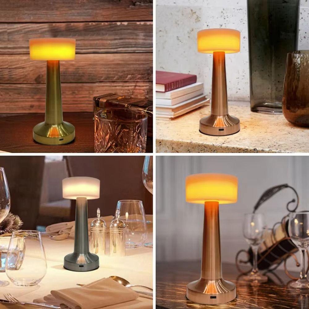 Creative Retro Table Lamp Cordless Dimmable LED Reading Lamp Touch Sensor LED Bedside Ambient Lights Living Room Decor