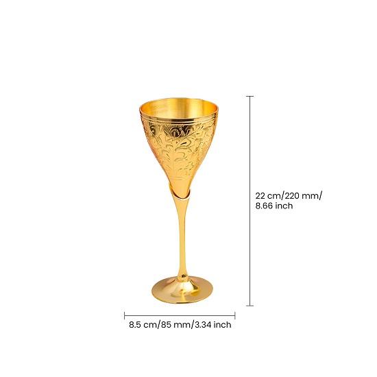 Wine Flutes Engraved Gold Pair Glasses Vintage Handmade Gift Set of 2