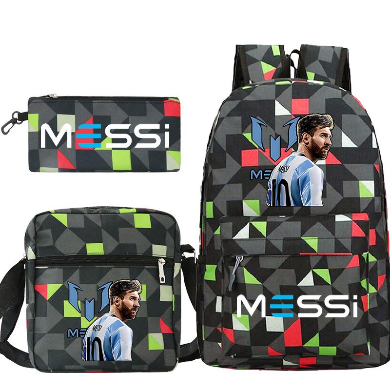 Football Player Peripheral Printing Primary And Secondary School Schoolbag Three-Piece Children'S Backpack