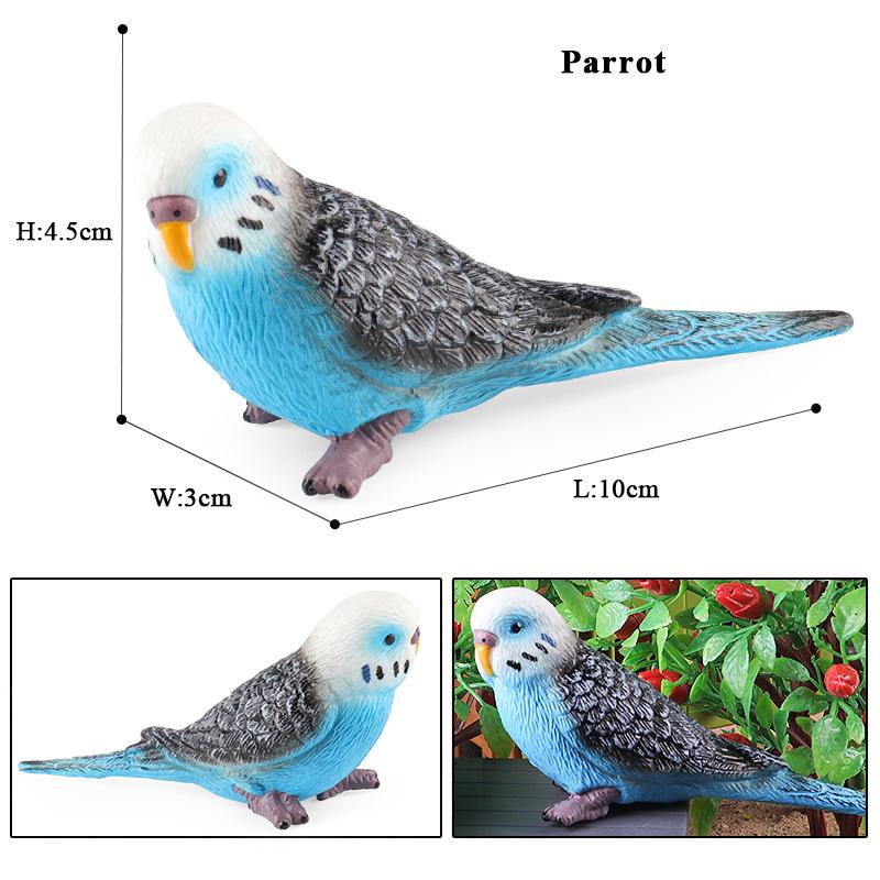 Oenux Bird Forest Animal Parrot Macaw Cockatiel Cockatoo Agapornis Puffin Model Solid PVC Garden Decoration Education Kids Toy