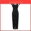 Elegant Polyester Lace Sleeveless Maxi Dress For Women In Party And Evening Wear