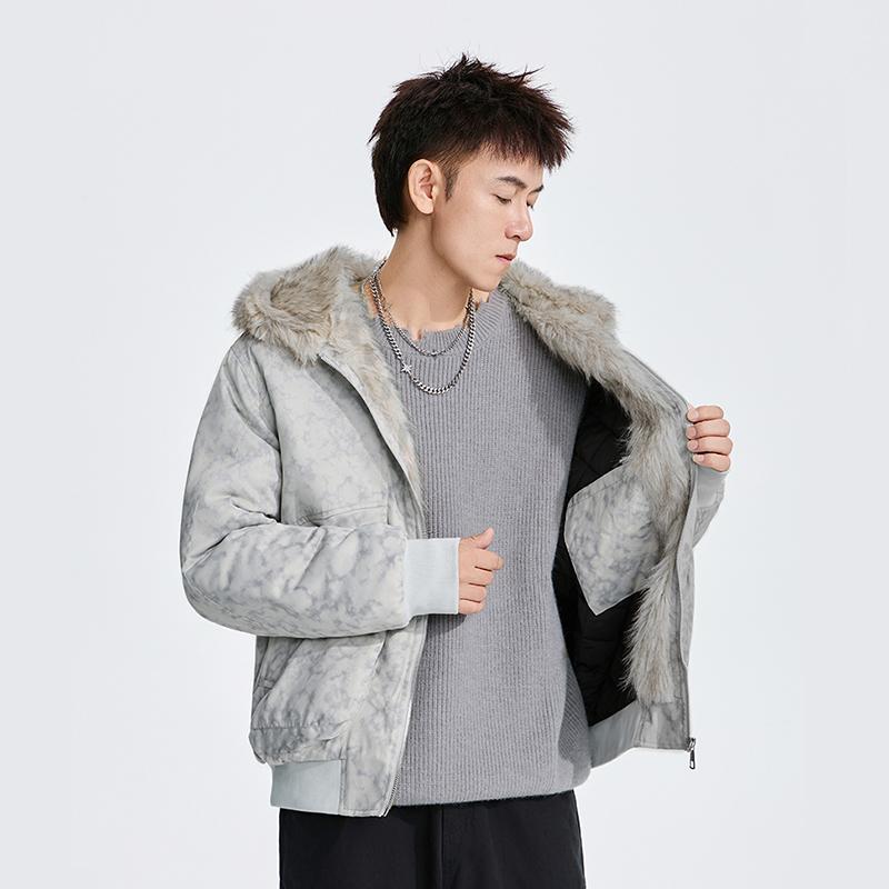 Herren Baumwoll-Steppjacke mit Winterwärme und Windschutz, Baumwolljacke, Lockere Freizeitjacke, Dicke Jacke