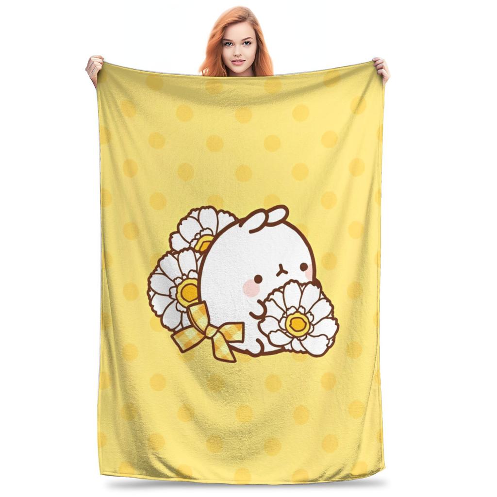 M-Molangs with Piupiu Flannel Throw Blankets  Blankets for Bed Car Warm Bedspread,