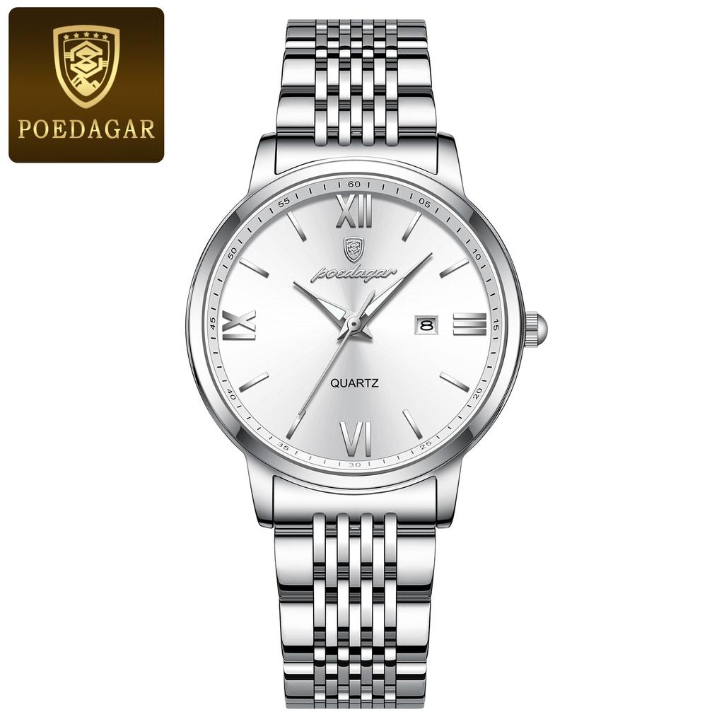 POEDAGAR Top Original Woman Wristwatch Waterproof Luminous Date Ladies Watch High Quality Stainless Steel Quartz Watches
