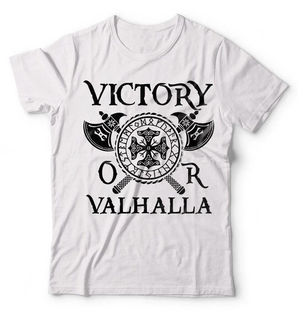Victory or Valhalla Nodic Warrior TShirt 100 Cotton ONeck Summer Short Sleeve Casual Mens Tshirt Size S3XL