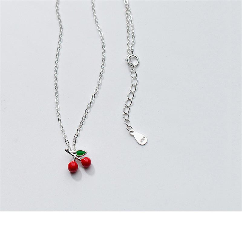Xiaomi Silver Color Red Enamel Cherry Choker Pendant Necklace Fine Jewelry For Women Personality Accessories Gift