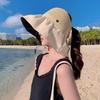 Sommer-Damen-Vinyl-Eimerhut Outdoor-Sonnenschutz-Strohhut Leere Oberseite Sonnenhut kann Zopf binden leicht zu verstauen Sonnenhut