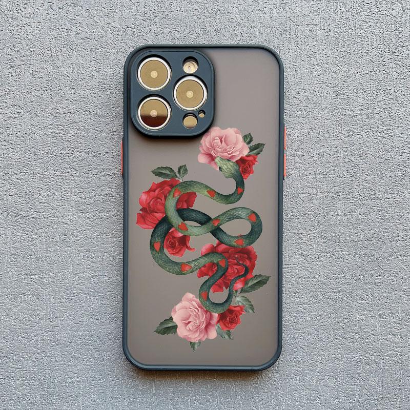 Creative Simple Style Snake Flower Phone Case for Iphone 15 14 16 Pro Max 11 12 13 Mini Pro Max X XR XS 7 8 Plus Shockproof Case