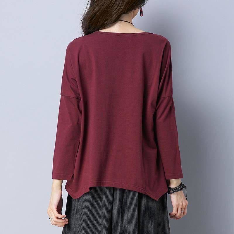 Women's Long-sleeved T-shirt Autumn and Winter Korean Loose Fat Mm Casual T-shirt Solid Color Top Base Shirt
