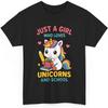 Cute Anime Just a Girl Who Loves Unicorns and School T-Shirt, Gift for Daughter, Teen Girl, Sister, Student, Teacher, Mom