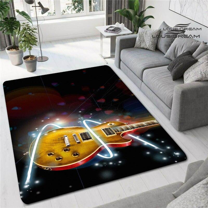 Tappetini stampati in 3D con chitarra colorata per soggiorno, tappeti antiscivolo, camera da letto, comodino, decorazione moderna per la casa, tappetini lavabili