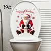 Seasonal Glass Door Ornaments Santa Claus Toilet Sticker, Waterproof PVC Christmas Bathroom Decal for Festive Party Wall Murals Home Decoration,