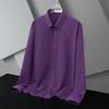 Spring and Autumn Business and Leisure Minimalist Flip Collar Silk Smooth Non Ironing Breathable Elastic Shirt for Men