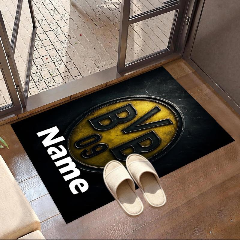 Custom Name Personalized Borussia Dortmund Print Carpet, Versatile Home Decor Rug, for Playroom, Apartment, Balcony, Entryway, Hallway Gift