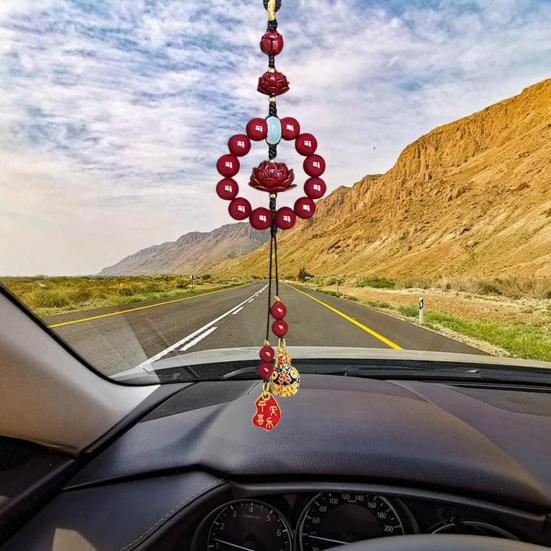 Automobile Pendant Beads Flower Charm Decorative Key Pendant Car Interior Decor Auto Hanging Accessory