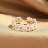 Charm Female White Enamel Flower Silver Color Wedding Rings Promise Open Adjustable Engagement  For Women