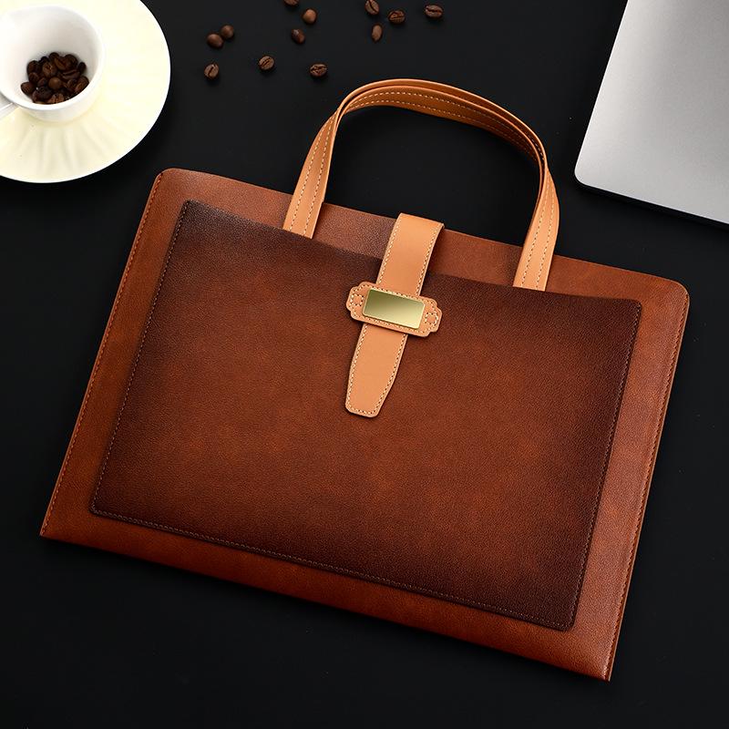 

Customizable Leather A4 Document Bag & Business Briefcase with Logo Printing