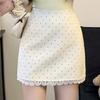 Women's High Waist A-Line Mini Skirt Polka Dot Blazer Style Pencil Skirt Casual