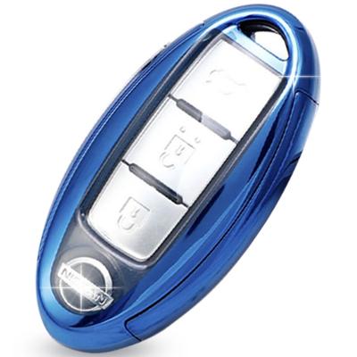 [anddat] Nissan NISSAN Smart Key Hülle Schlüsselabdeckung Schlüsselhalter Nissan NISSAN Note Serena Cube March Elgrand X-Trail, blau