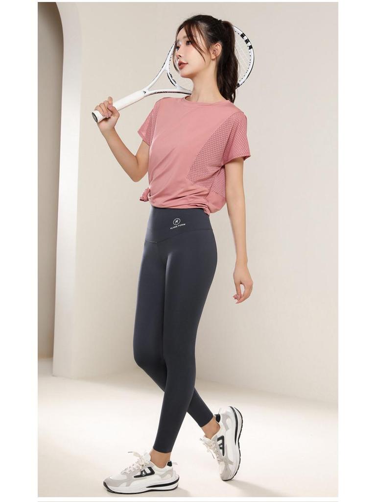 Women's Versatile Slimming Mesh Yoga T-Shirt: Loose, Casual, Short Sleeve Summer Fitness Top