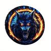 1pc Universal Fit Wheel Cover With Fiery Wolf Design, UV Protection Durable Polyester Trailer Camper RV Tire Cover For Various V