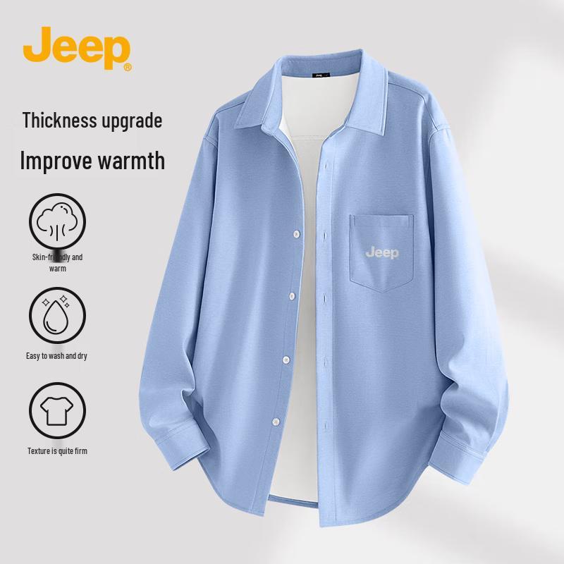 JEEP Men's Winter Fleece-Lined Oxford Long Sleeve Shirt