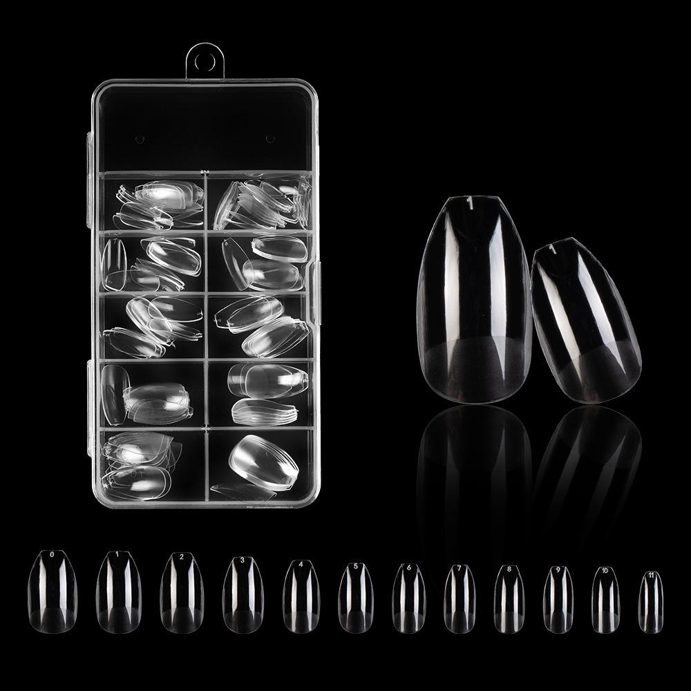 120/100-Piece Set of Clear Frosted Square Oval Almond Ballet Wear-On False Nail Art Tips