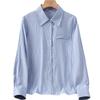 Women's Blue Striped Slim Fit College Shirt for Petite Students