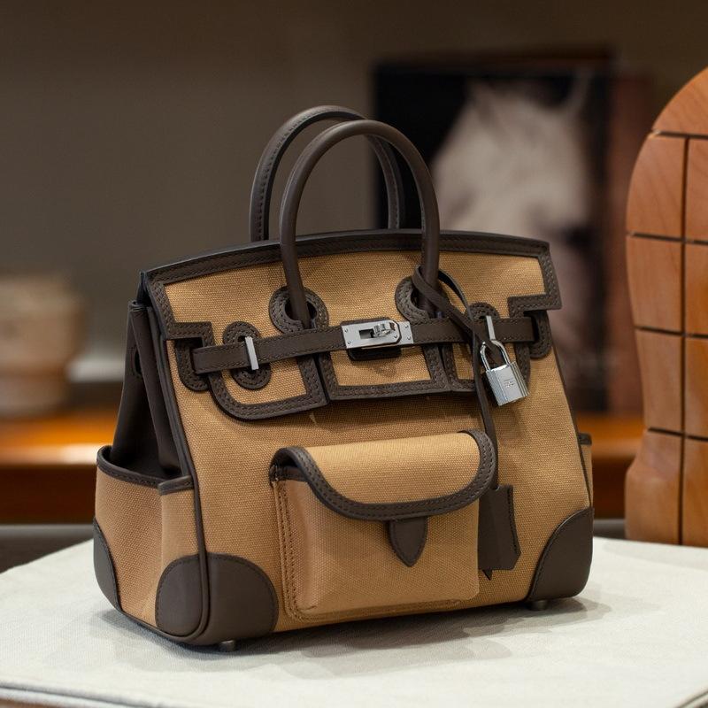 Canvas Swift Leder Tasche Kontrastfarbe 25CM
