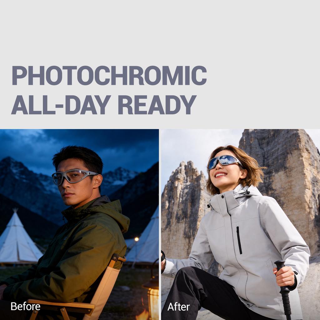 Kapvoe Hot Fashion Cycling Sunglasses Men Photochromic Glasses Mountain Running Hiking Eyewear Sports UV400 Climbing Goggles
