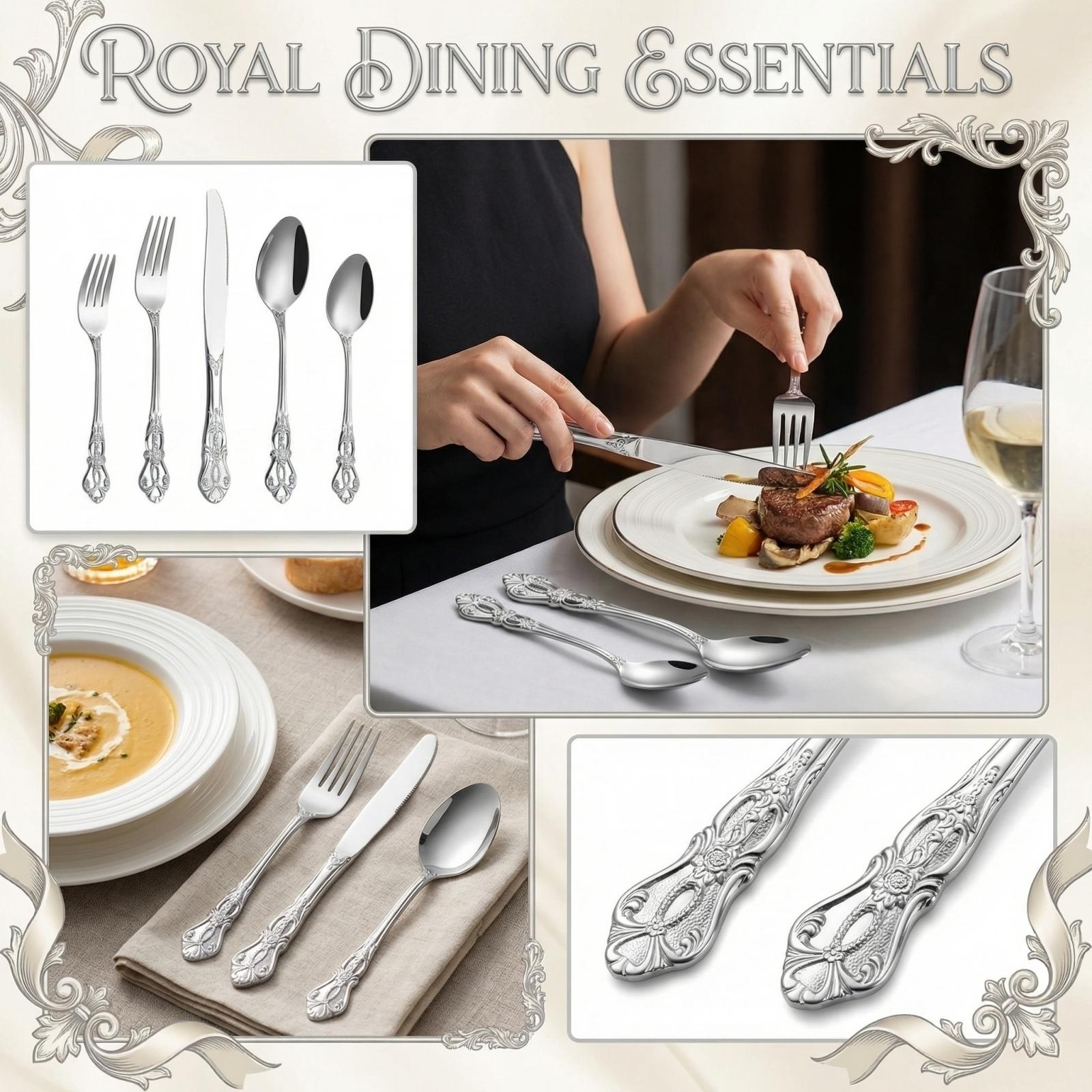 

5PCS Stainless Steel Knife, Fork, Spoon Creative Set One Size серебряный