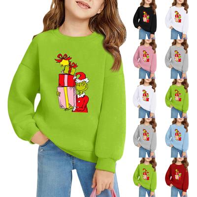Christmas Day Girls Round Neck Pullovers For Kids Printed Baby Tops
