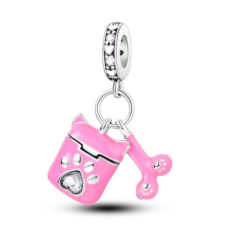 Copper Loving Dog Bead Charms Dog Paw Charm Bead Charms Compatible With Brand 3mm Authentic Bracelets Fine Do It Yourself Women Jewellery Gift