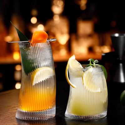 325ml/500ml Bicchiere da Cocktail a Righe Verticali Bar Creativo Trasparente Bicchieri da Whisky Brandy Birra Tazze per Bevande Fredde per Succo Drinkware