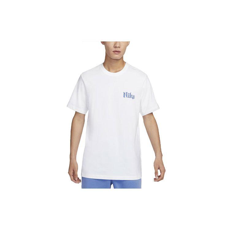 

Nike Спортивная футболка с принтом буквенного узора, с круглым вырезом, с коротким рукавом, мужская, топы, полярно-белый FV1414-100 S