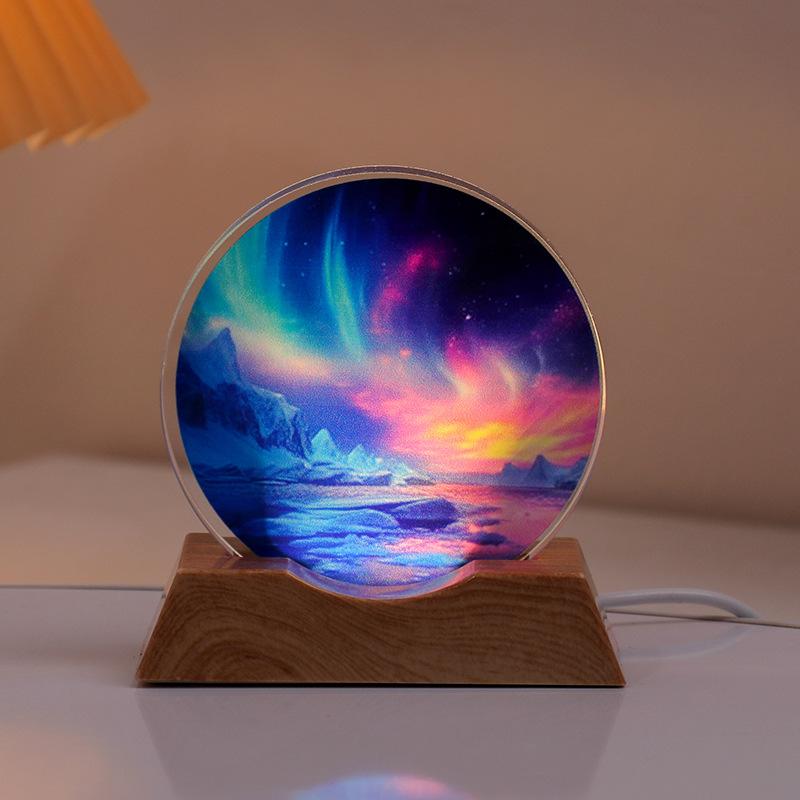 Crystal Disc Luminous Night Lamp Bedside Lamp Ambient Desk Lamp Creative Gift Desktop Decoration Ornament