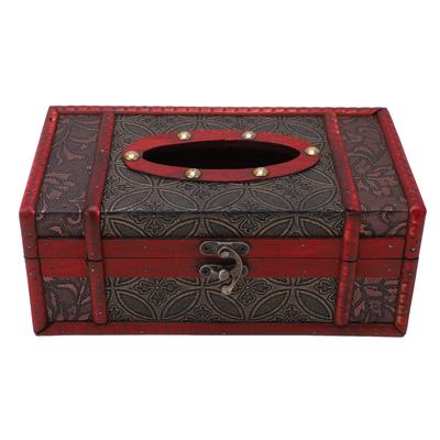 Cutie de șervețele din lemn antic Manoperă rafinată Aspect retro Capac pentru cutie de șervețele pentru casă