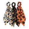 Halloween Ribbon Scrunchie Satin Scrunchies for Women, Funny Pumpkin Printed Elastic Hair Ties, Comfortable Band Soft Ponytail Holders, Decorative