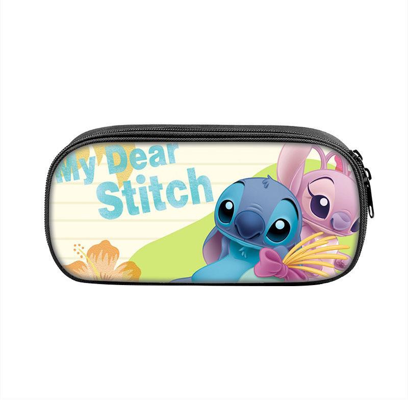 Stitched Design Pencil Case For Kids With Double Zipper And Polyester Material