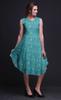 Bimba Blue Clover Leaves Floral Printed Ladies Sleeveless Round Neck Summer Dress Casual