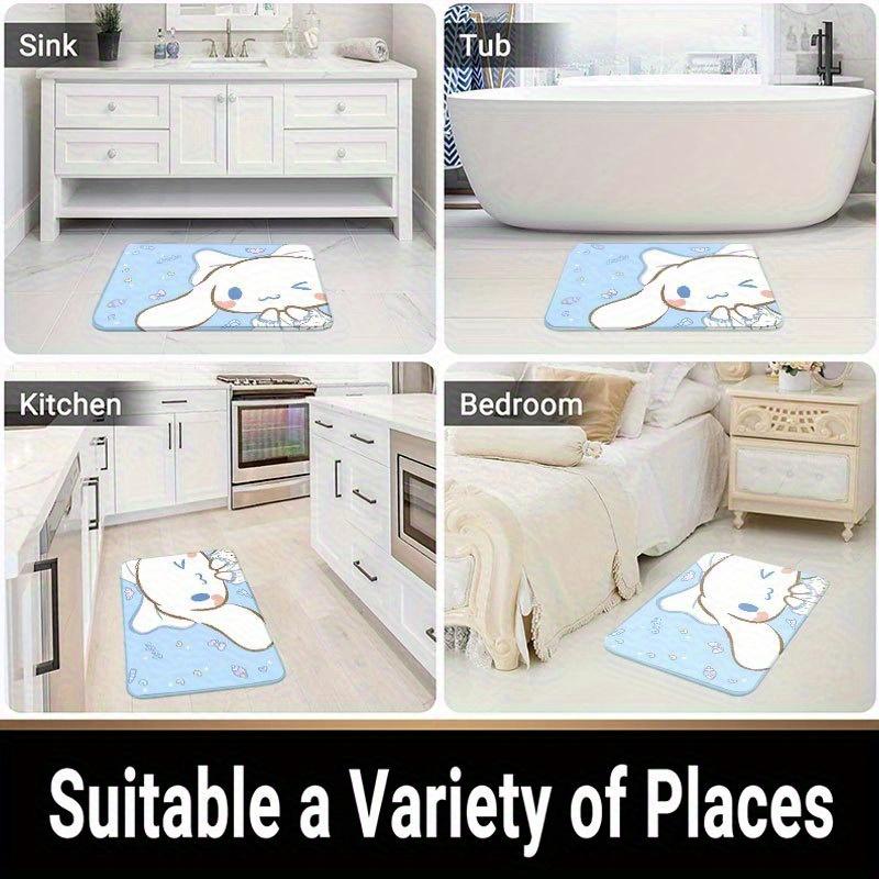 VIKAMA Cute Cartoon Blue Bunny Carpet Soft Doormat Kitchen Rug Beauty Rug For Bedroom Carpet For Live Room Bathroom Mat Home Dec