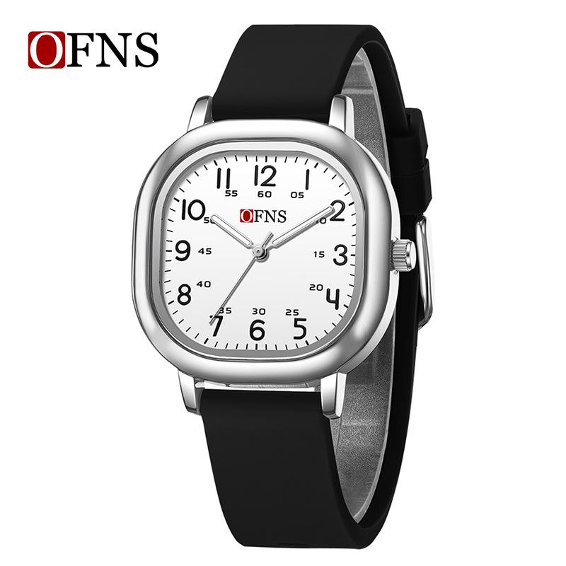 Fashion Ofns Top Brand Square Quartz Watch Luminous Waterproof Large Digital Scale Test Learning Silent Male And Female Students